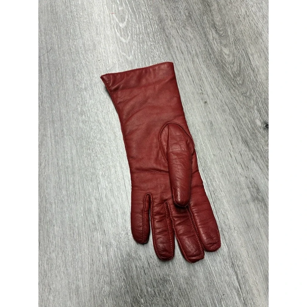 Vintage Coach Red Made In Italy  100% Leather Cashmere Lining Gloves Size 7